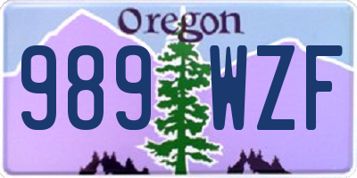OR license plate 989WZF