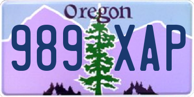 OR license plate 989XAP