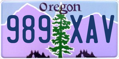OR license plate 989XAV