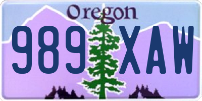OR license plate 989XAW