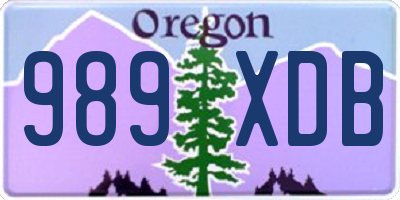 OR license plate 989XDB