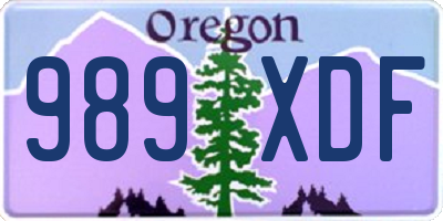 OR license plate 989XDF