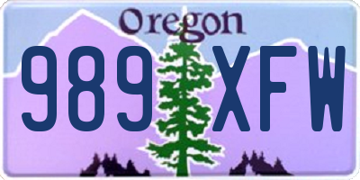 OR license plate 989XFW