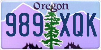 OR license plate 989XQK
