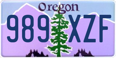 OR license plate 989XZF
