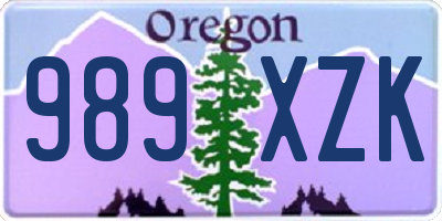 OR license plate 989XZK