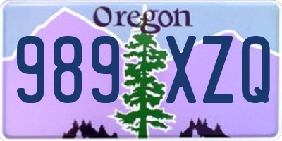OR license plate 989XZQ