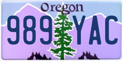 OR license plate 989YAC