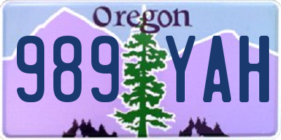 OR license plate 989YAH