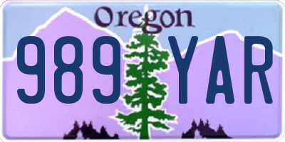 OR license plate 989YAR