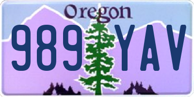 OR license plate 989YAV