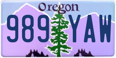 OR license plate 989YAW