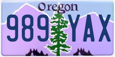 OR license plate 989YAX