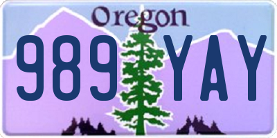 OR license plate 989YAY