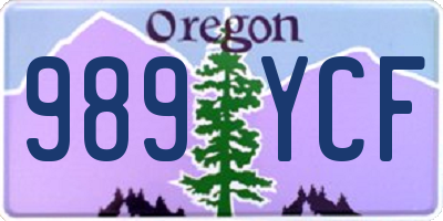 OR license plate 989YCF