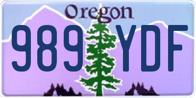 OR license plate 989YDF