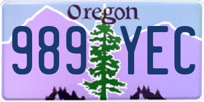 OR license plate 989YEC