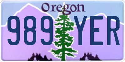 OR license plate 989YER