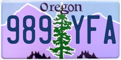 OR license plate 989YFA