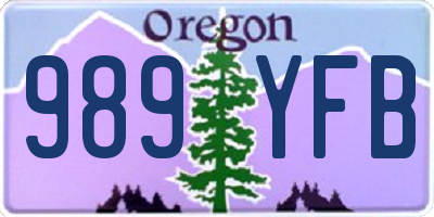 OR license plate 989YFB