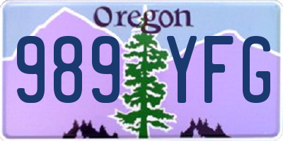 OR license plate 989YFG