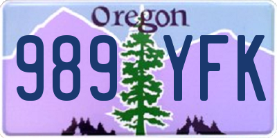 OR license plate 989YFK