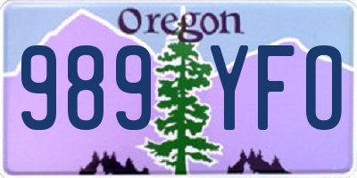 OR license plate 989YFO