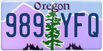 OR license plate 989YFQ