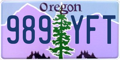OR license plate 989YFT
