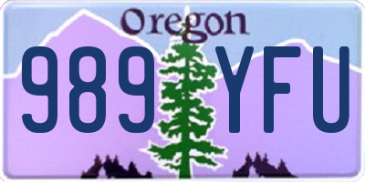 OR license plate 989YFU