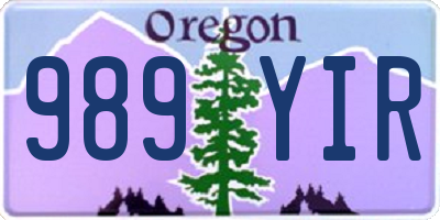 OR license plate 989YIR