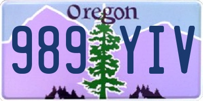OR license plate 989YIV