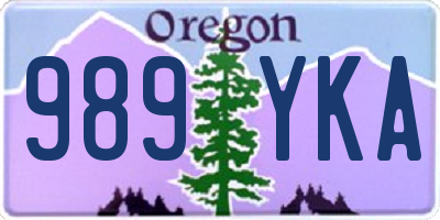 OR license plate 989YKA