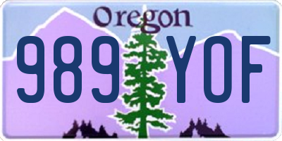 OR license plate 989YOF