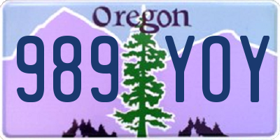 OR license plate 989YOY