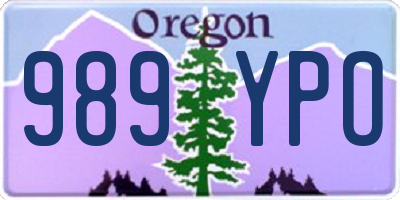 OR license plate 989YPO