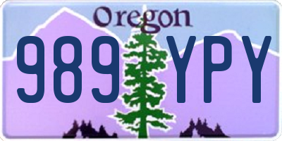 OR license plate 989YPY