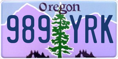 OR license plate 989YRK