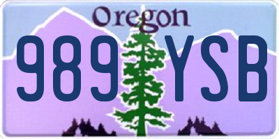 OR license plate 989YSB