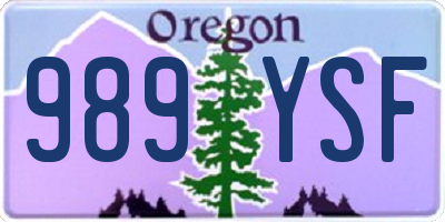 OR license plate 989YSF