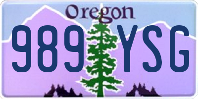 OR license plate 989YSG