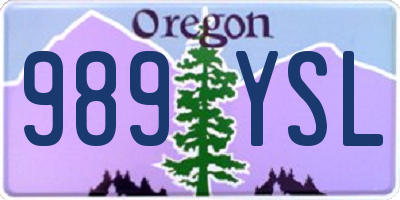 OR license plate 989YSL