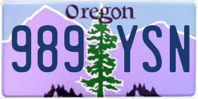 OR license plate 989YSN