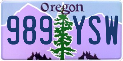 OR license plate 989YSW