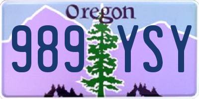 OR license plate 989YSY