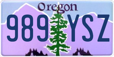 OR license plate 989YSZ