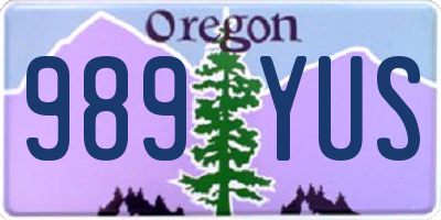 OR license plate 989YUS