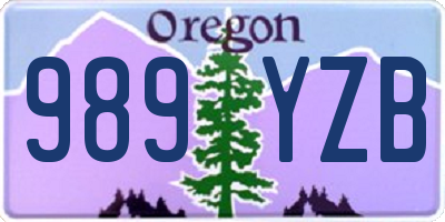 OR license plate 989YZB