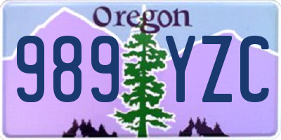 OR license plate 989YZC