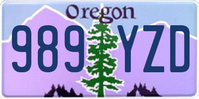 OR license plate 989YZD